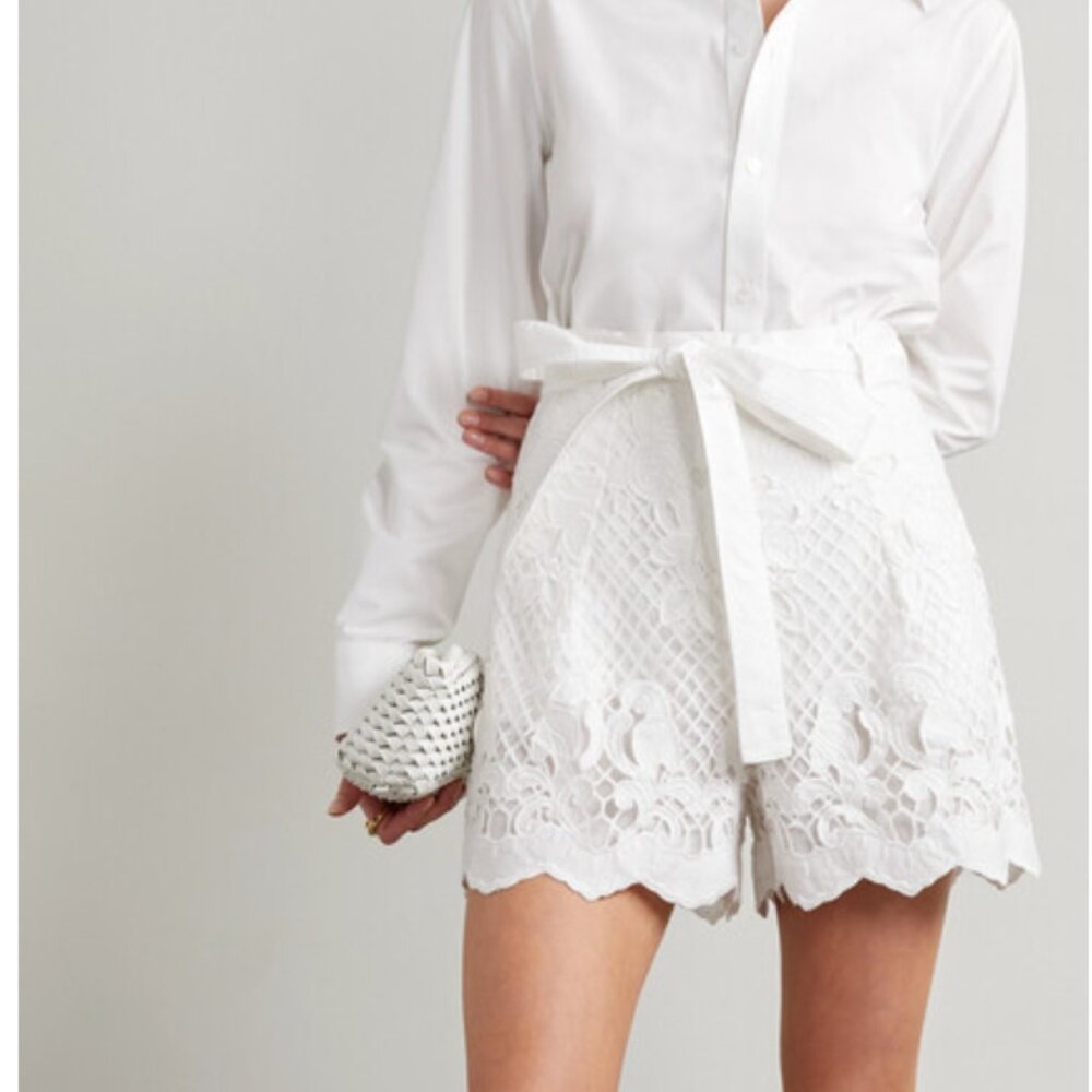 Self Portrait Lace White Shorts (Size US 6)